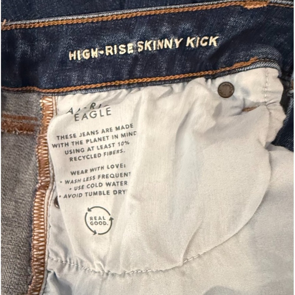 American Eagle Next Level Stretch Jeans Women's 12 Long Dark Wash Straight Leg D - Picture 9 of 10